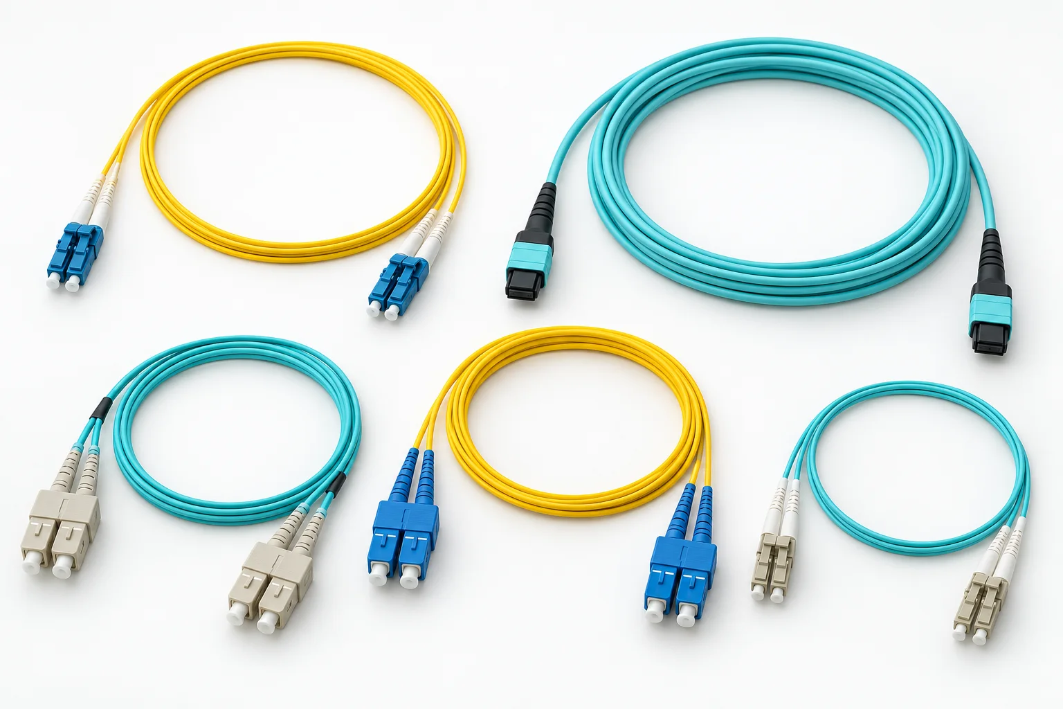 Fibre patch cords with optical connectors for equipment interconnection
